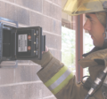 Firefighter using a knox box