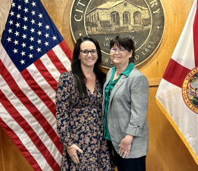 Incoming Clerk Paul and retiring Clerk Rice