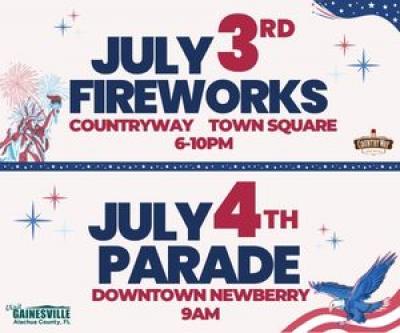 July 3rd Fireworks and July 4th Parade Flyer