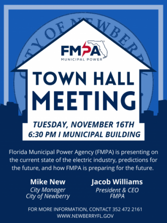 FMPA Town Hall Meeting Tuesday, November 16, 6:30 pm / Municipal Buildong