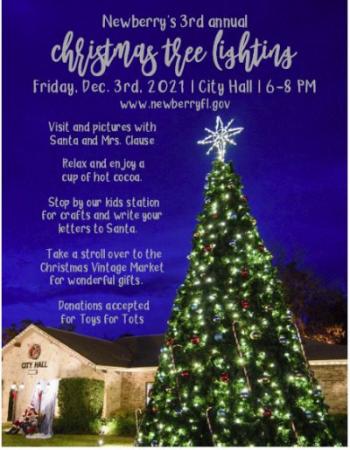 Christmas Tree Lighting December 3, 2021 at City hall at 6:00 pm