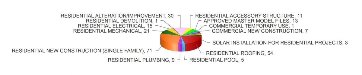 Building Department Pie Graph of Permits Issued by TYPE